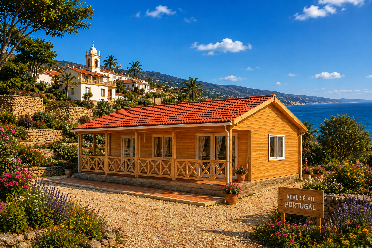 Chalet N°101225  de 70 m² avec sa terrasse /Chalet pour les vacances🏡en 68 mm / 2 chambres