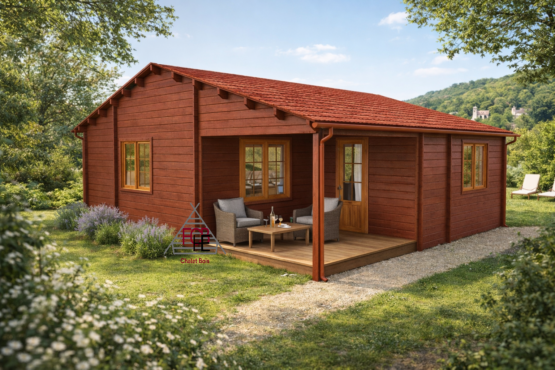 Chalet N°090126 – 61 m²avec la terrasse – Réalisé pour un projet de gîte / 2 couchages / En 44mm🏡