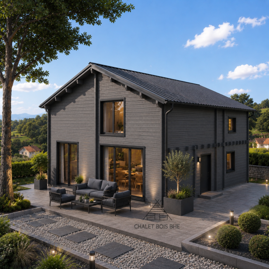 Chalet N°020425 -En 44+100+44 de 75m² au sol / Surface habitable : 106m² / 3 chambres