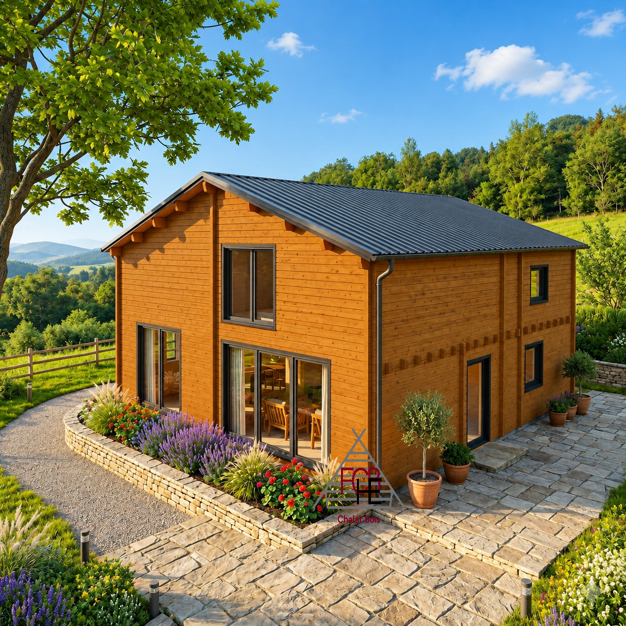 Chalet N°020425 -En 44+100+44 de 75m² au sol / Surface habitable : 106m² / 3 chambres