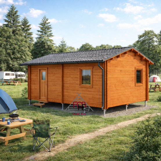 Chalet N°190226  – 36 m²🏡 (44/100/44 mm) 1 chambre pour un camping