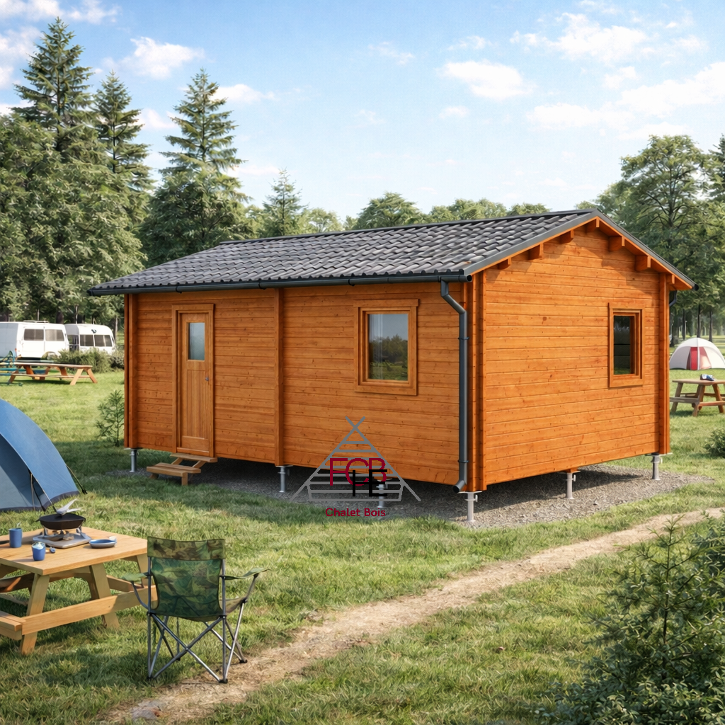 Chalet N°190226  – 36 m²🏡 (44/100/44 mm) 1 chambre pour un camping