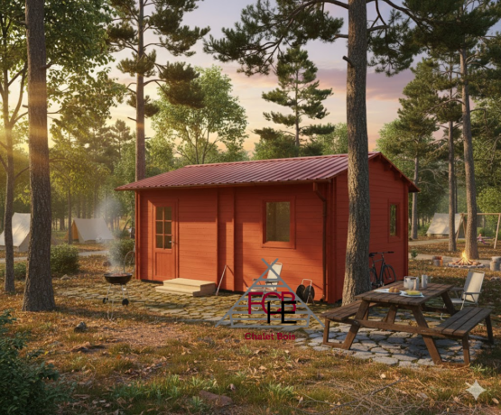 Chalet N°190226  – 36 m²🏡 (44/100/44 mm) 1 chambre pour un camping