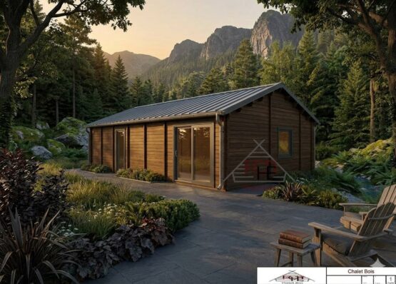 Chalet N°100326 en 44+100+44 ou 68/100/68 de 91m² / Surface habitable : 81.35m² / 2 chambre / Modifiable selon les critères