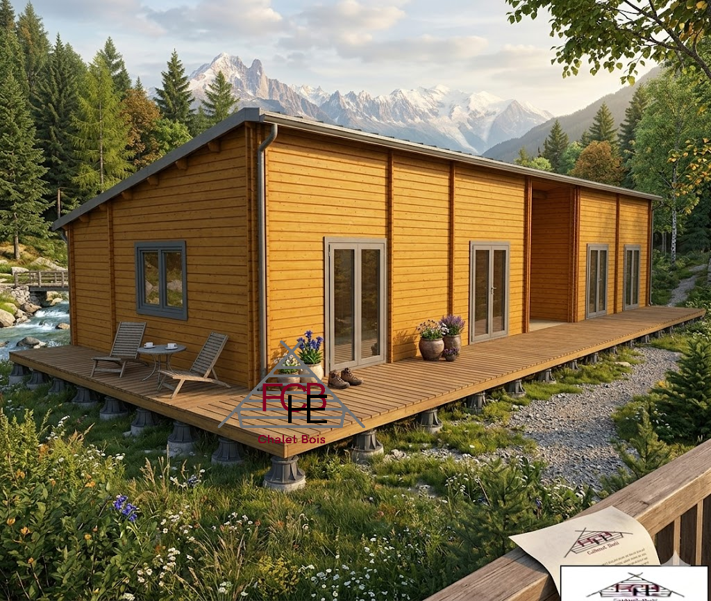 Chalet N°250326-Madriers de 44/100/44-125 m² habitables -4 chambres