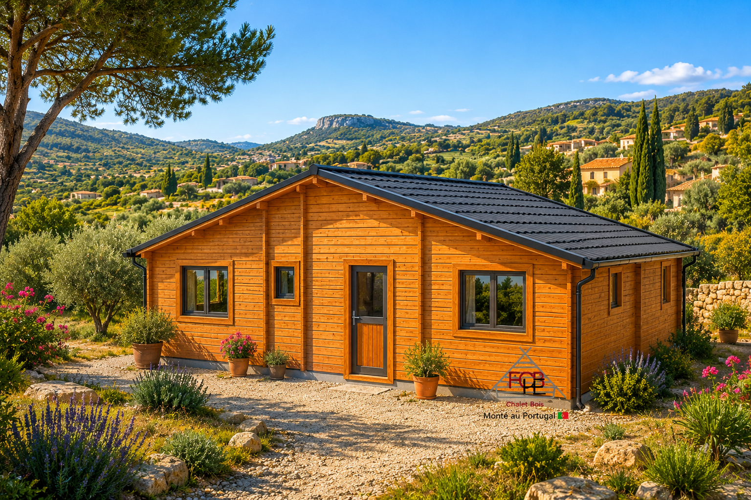 Chalet N°080523 – 70m² /55.5m² habitable – 2 chambres / En 44/100/44 🏡 ( sans isolation)