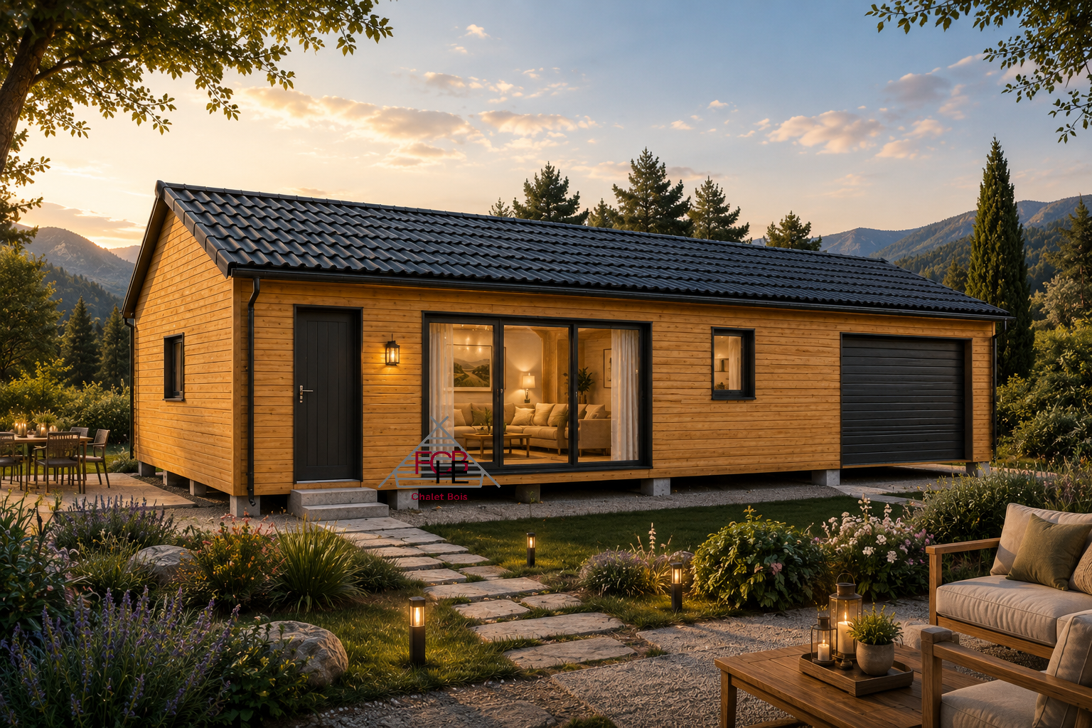 Chalet N°160426   – 127 m² avec le garage de 30 m²/85.5 m² habitable – 2 chambres / En 44/150/44 🏡