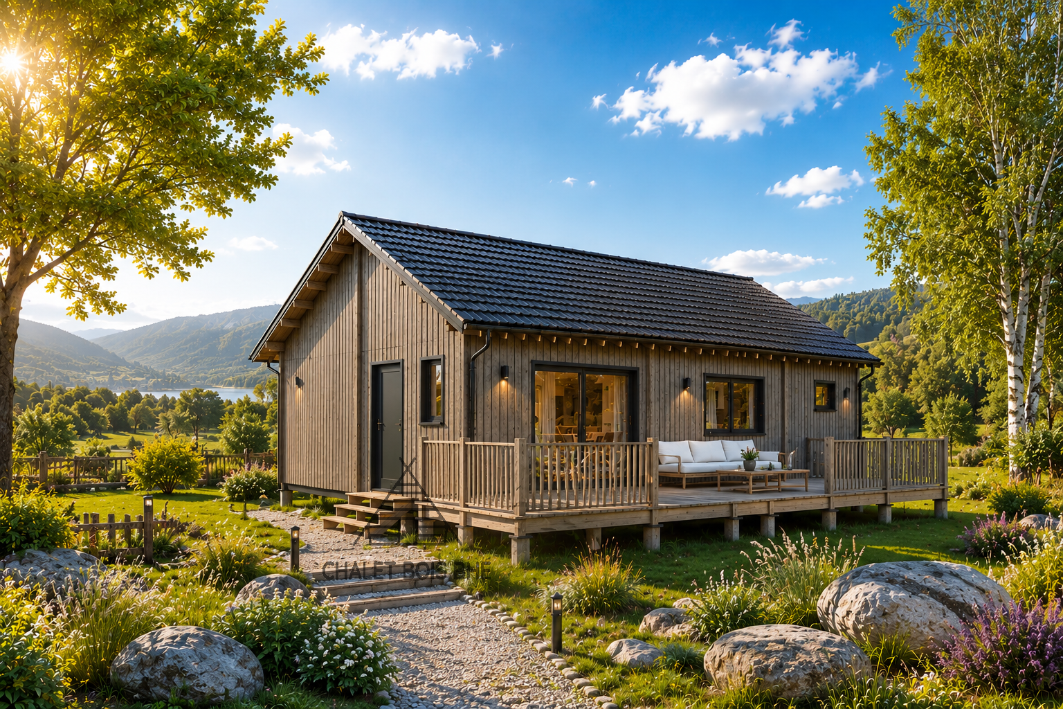 Chalet N°030426-Madriers de 68mm+ Bardage – 115m² avec sa terrasse /80m² habitable – 3 chambres 🏡