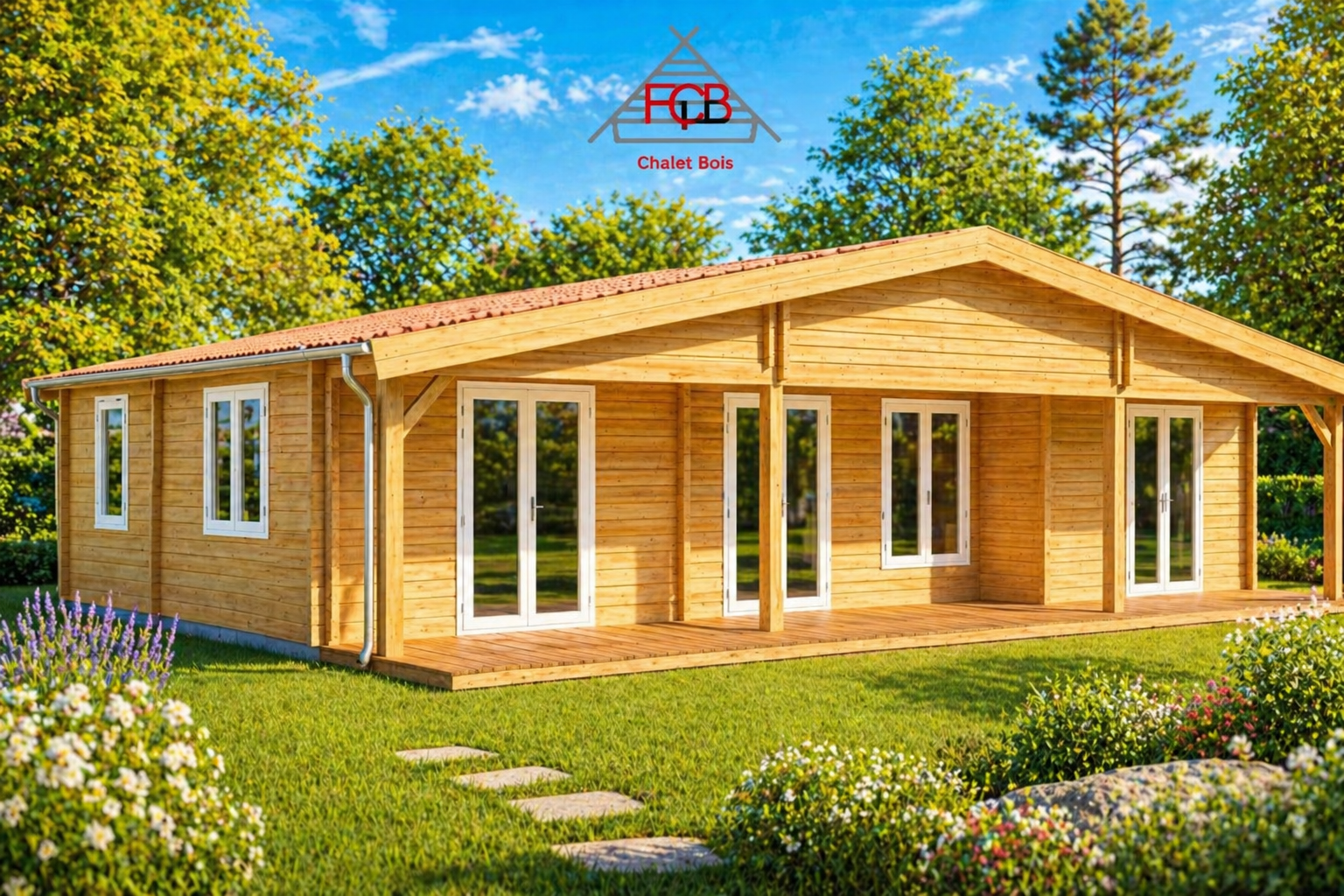 Chalet N°051125-Madriers de 44/100/44-119m² avec terrasse – 3 chambres 🏡