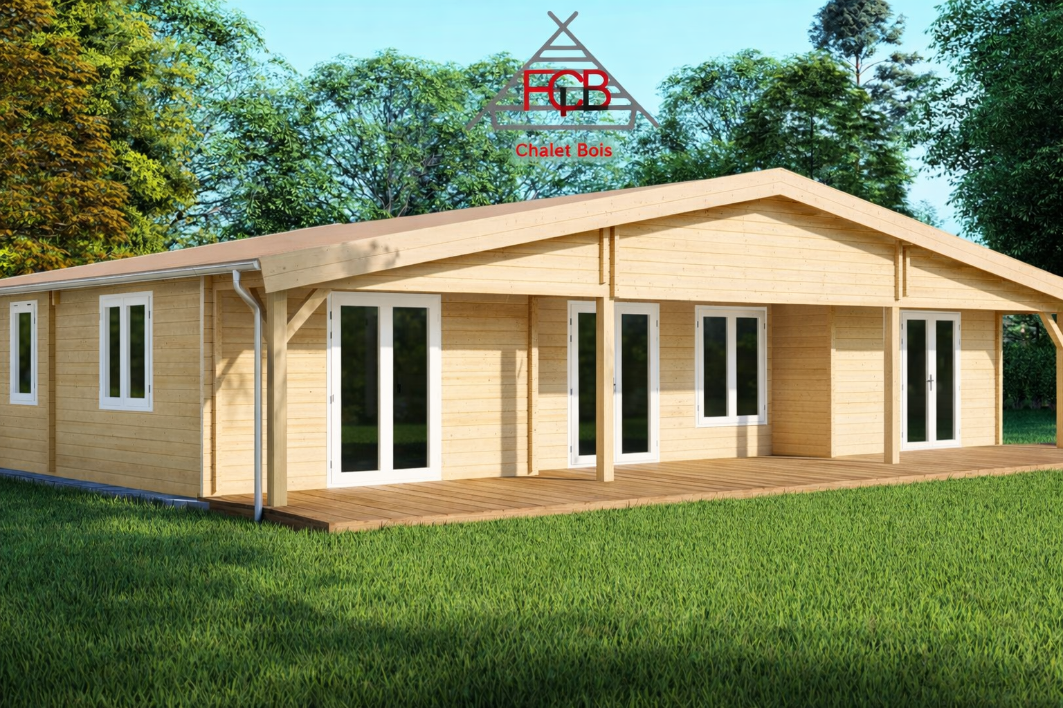 Chalet N°051125-Madriers de 44/100/44-119m² avec terrasse – 3 chambres 🏡