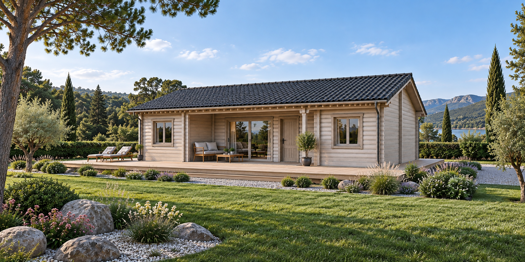 Chalet N°170626  – De 127m² avec Terrasses / Habitable : 83 m² / 2 chambres / En 44/100/100 🏡