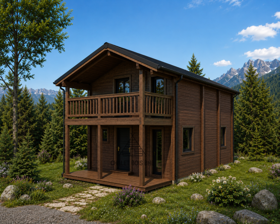 Chalet N°181023 – 57 m² x 2 avec terrasse et balcon / Habitable : 80 m² / 2 chambres / En 44/100/44 🏡