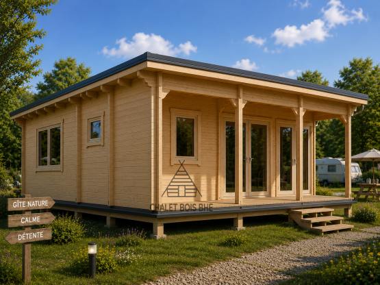Chalet N°211123– 62m² avec la terrasse – 40 m² habitables / 44 mm 🏡 A usage de gîte